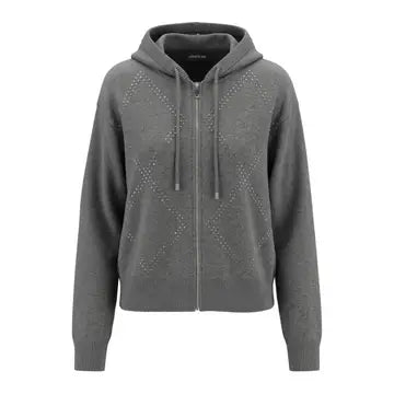 Rhinestone Sweater Hoodie Zip-Up