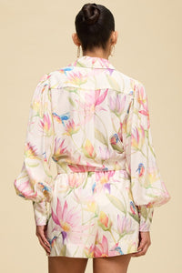 Floral Print Long Sleeve Shirt & Shorts Matching Set