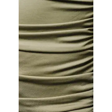Crossover Collar Ruched Long Sleeve Fitted Top