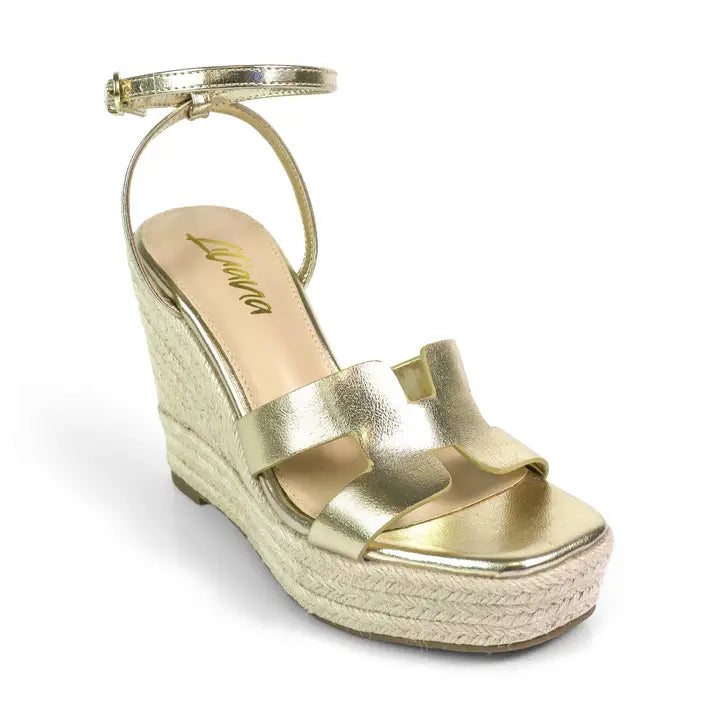 Leah Cutout Strap Espadrille Platform Wedge Sandals
