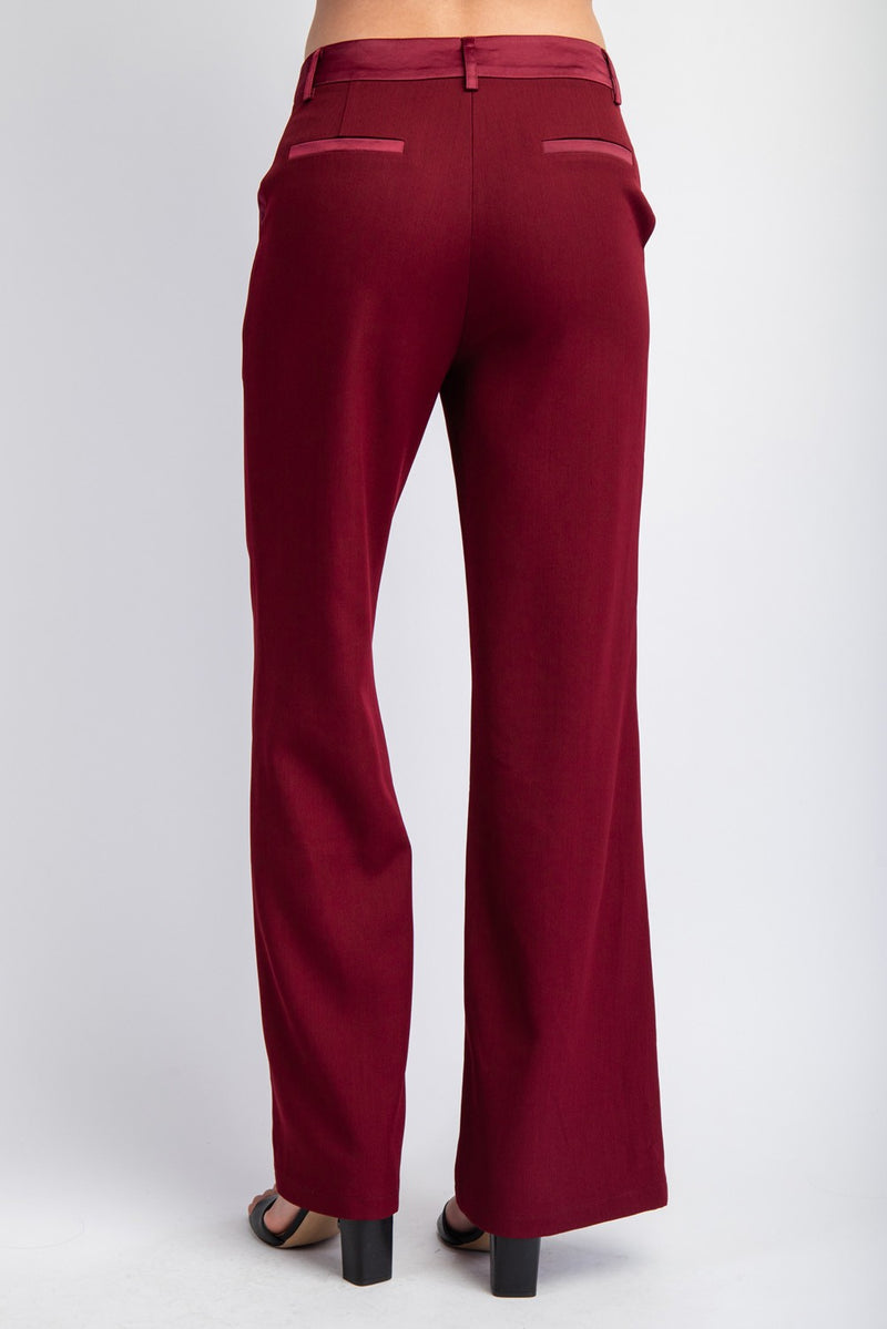 WOVEN TAILORED PANTS WITH SATIN CONTRAST