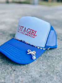 "Just A Girl America Trucker Hat" With Chain Set
