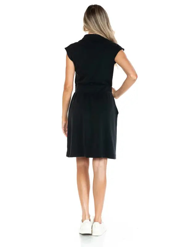 Zip Front Cap Sleeve Utility Dress
