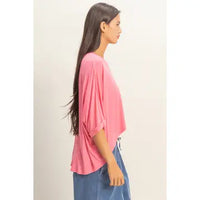 Pink Oversized Cropped Lounge Tee