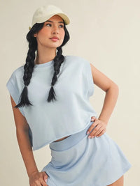Light Blue Open Back Cropped Active Top