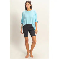 Blue Oversized Cropped Lounge Tee