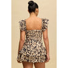 Leopard Print Tiered Ruffle Romper with Flutter Sleeves