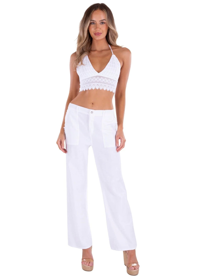 Flare Cotton Pants with Pockets