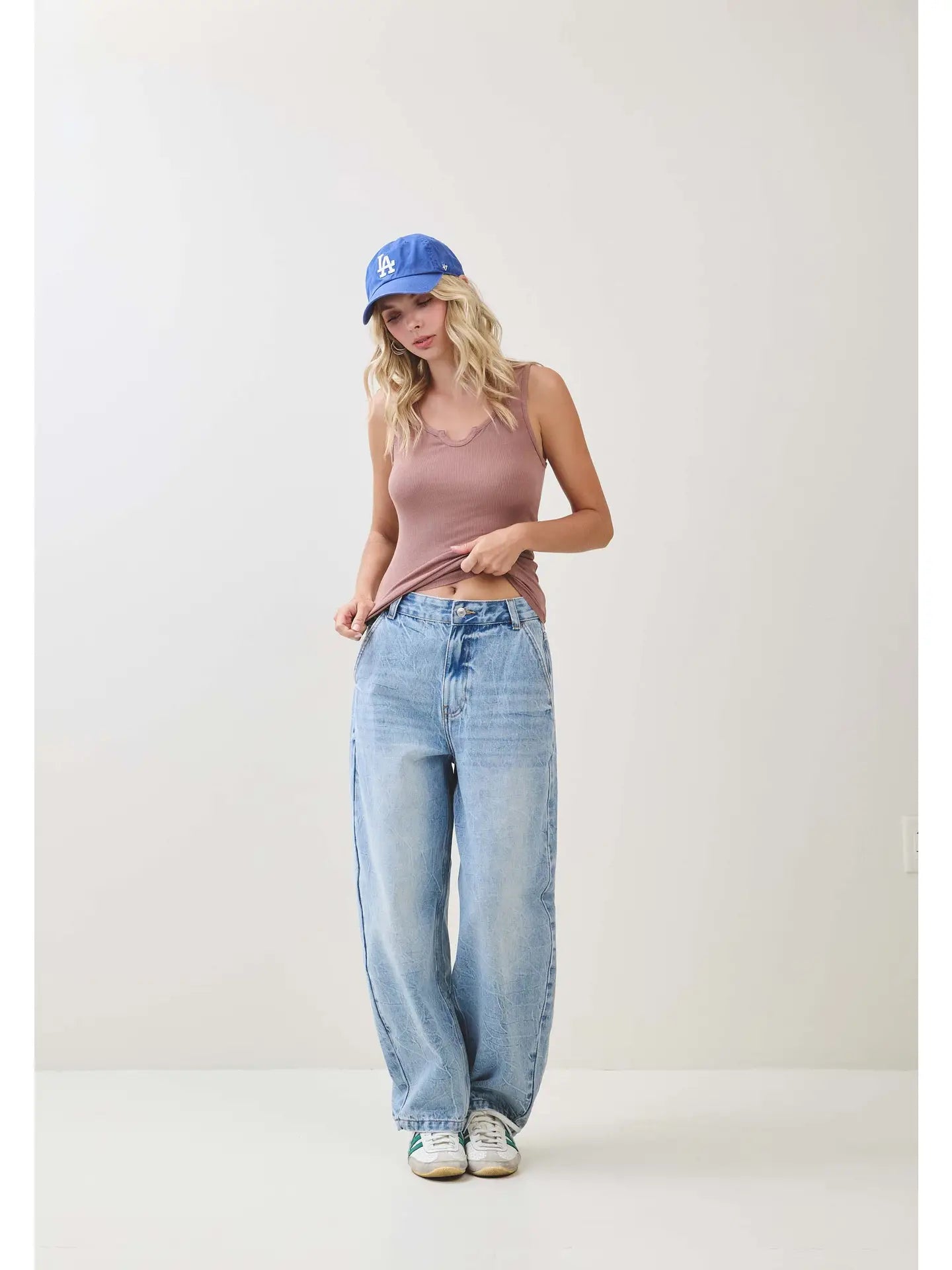 Nude Ribbed Scoop Neck Tank Top