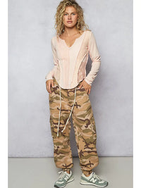 Pink Lace Panel Outseam Long Sleeve Top