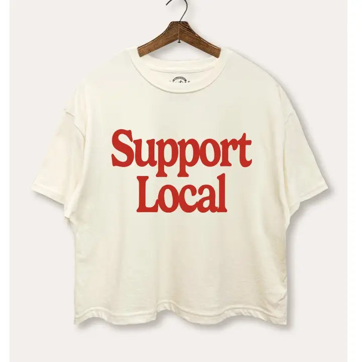 Support Local Graphic Cropped Tee in White