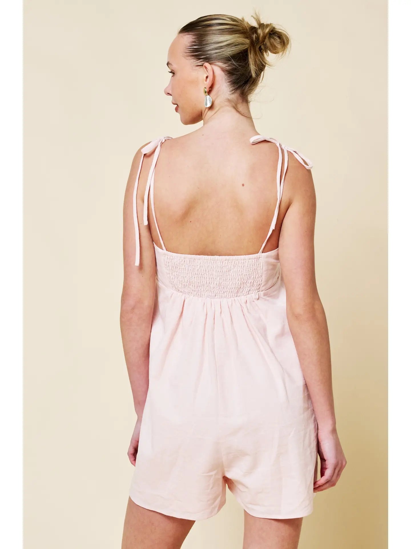 Watermelon Embroidered Tie Strap Romper