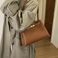 Structured Shoulder Bag with Gold Lock Detail