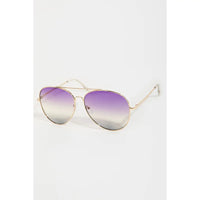 Gradient Lens Aviator Sunglasses with Gold Frame