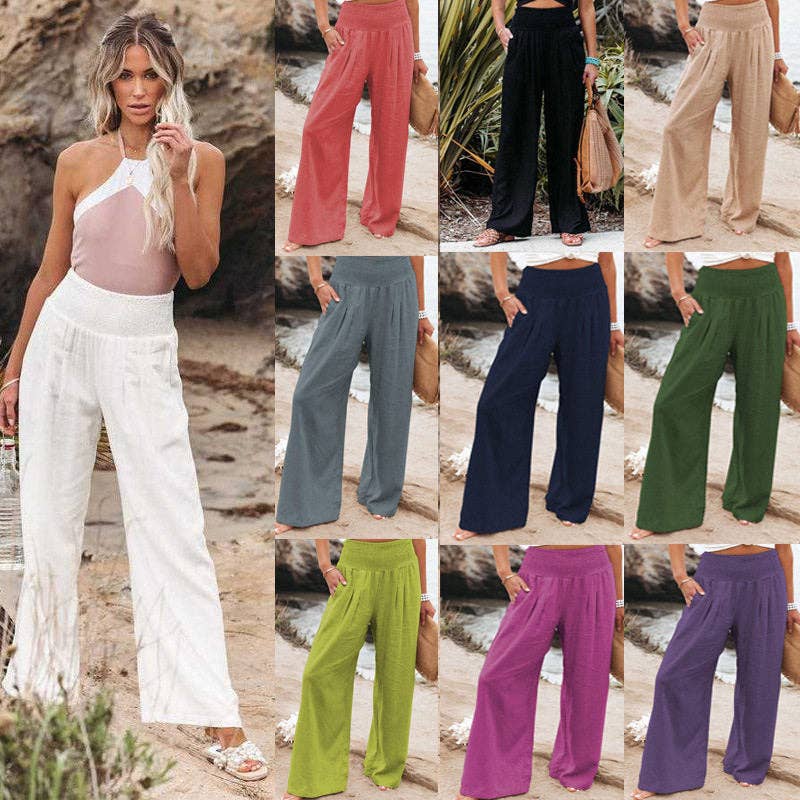 Summer Loose Wide Leg Cotton Linen Pants Women