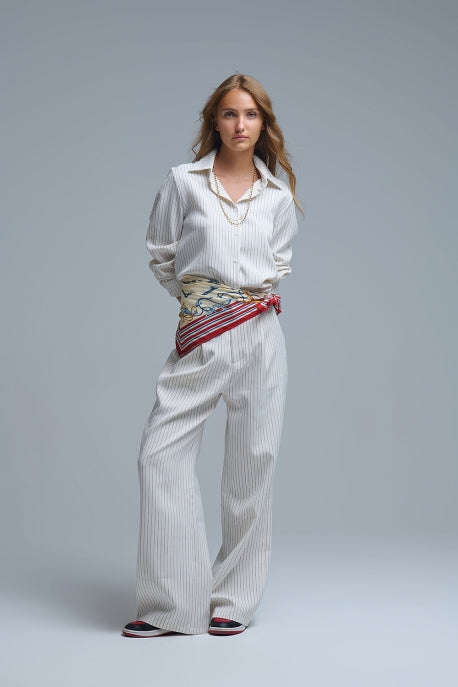 Chic Pinstripe Wide-Leg