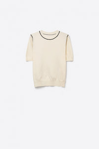 Fine Knit Contrast Seam Sweater