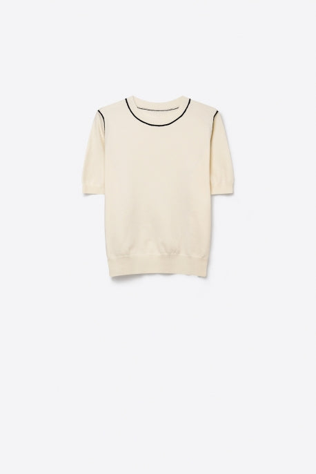 Fine Knit Contrast Seam Sweater