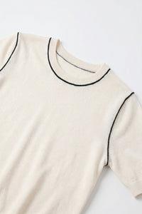 Fine Knit Contrast Seam Sweater
