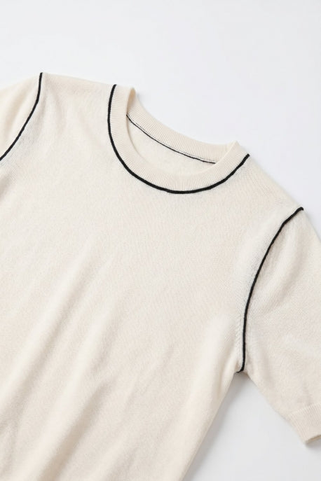 Fine Knit Contrast Seam Sweater