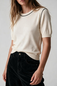 Fine Knit Contrast Seam Sweater