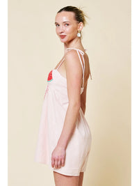 Watermelon Embroidered Tie Strap Romper