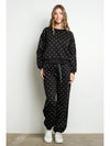 Crystal Heart Embellished Black Sweatshirt