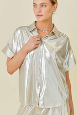 Metallic Drop Shoulder Top