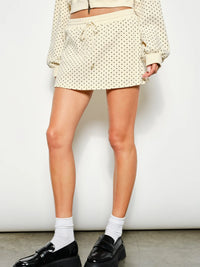 Polka Dot Drawstring Mini Skort