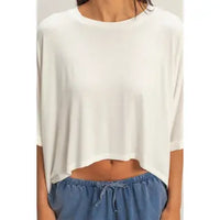 White Oversized Cropped Lounge Tee