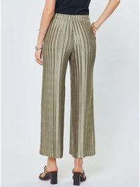 Pleated Wide Leg Drawstring Pants Olive Green
