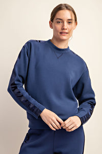 TOP WITH SATIN SIDE DETAIL BLUE