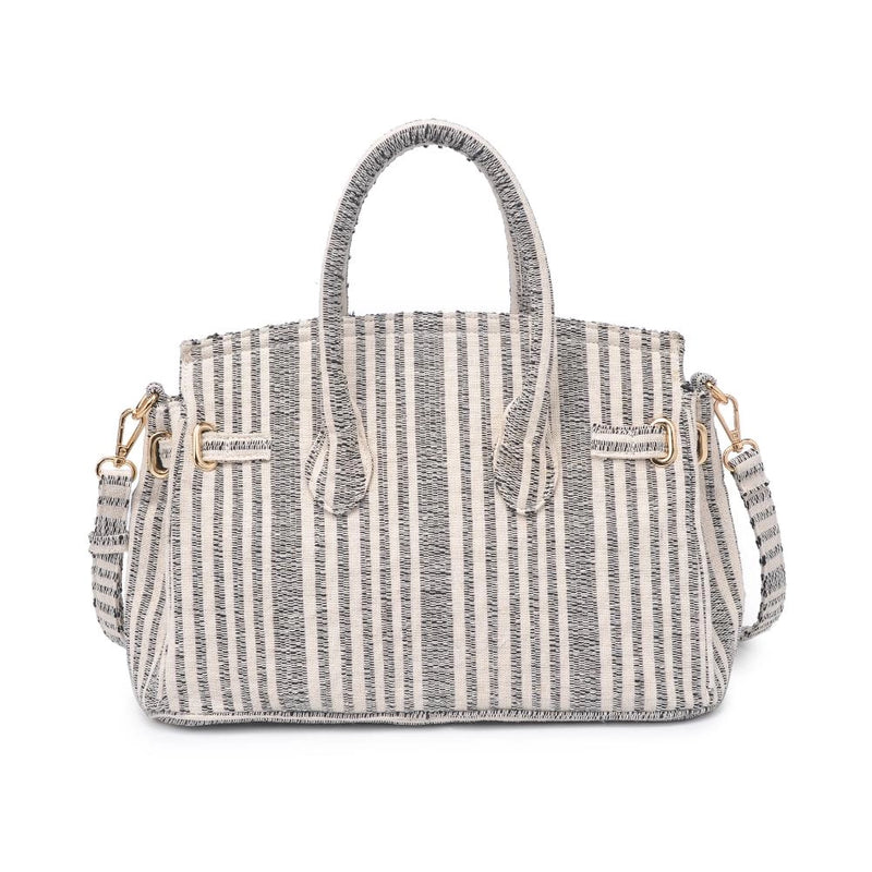 Striped Canvas Handbag with Gold Accents