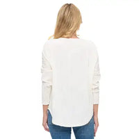 White Zip Neck Relaxed Fit Everyday Blouse