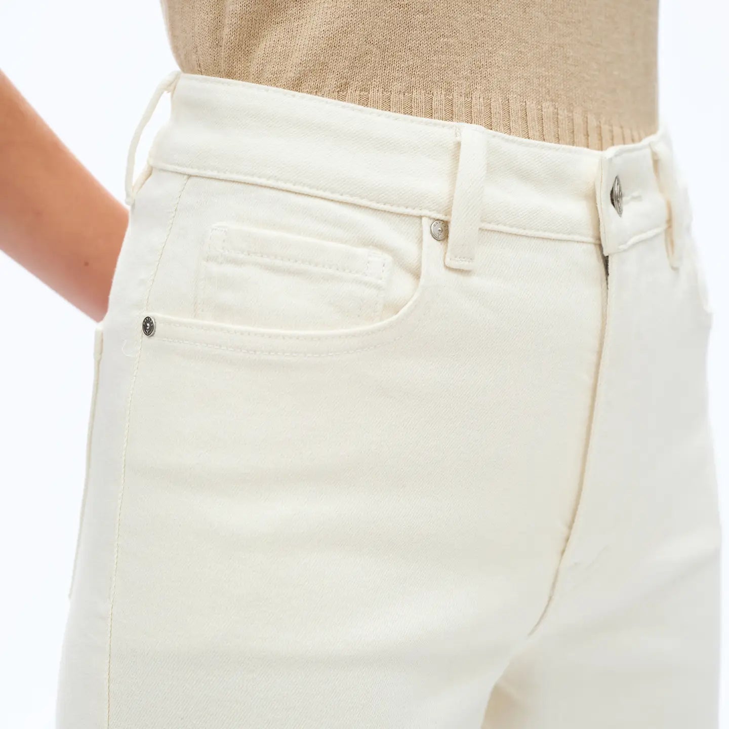 Ivory Lace Insert Flare Jeans