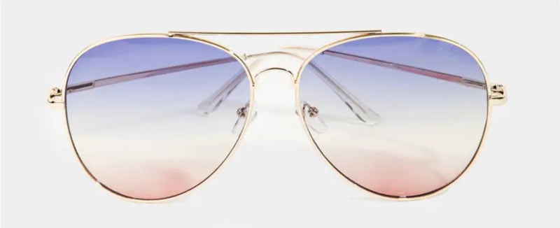 Gradient Lens Aviator Sunglasses with Gold Frame