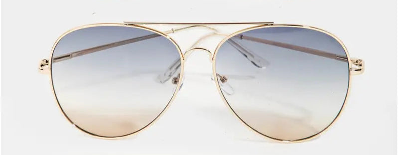 Gradient Lens Aviator Sunglasses with Gold Frame