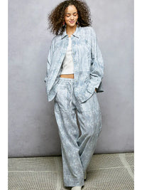Striped Wide Leg Lounge Pants with Drawstring Waist and Patch Pocket Detail