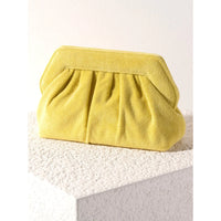 Yellow Soft Suede Pleated Clutch Bag