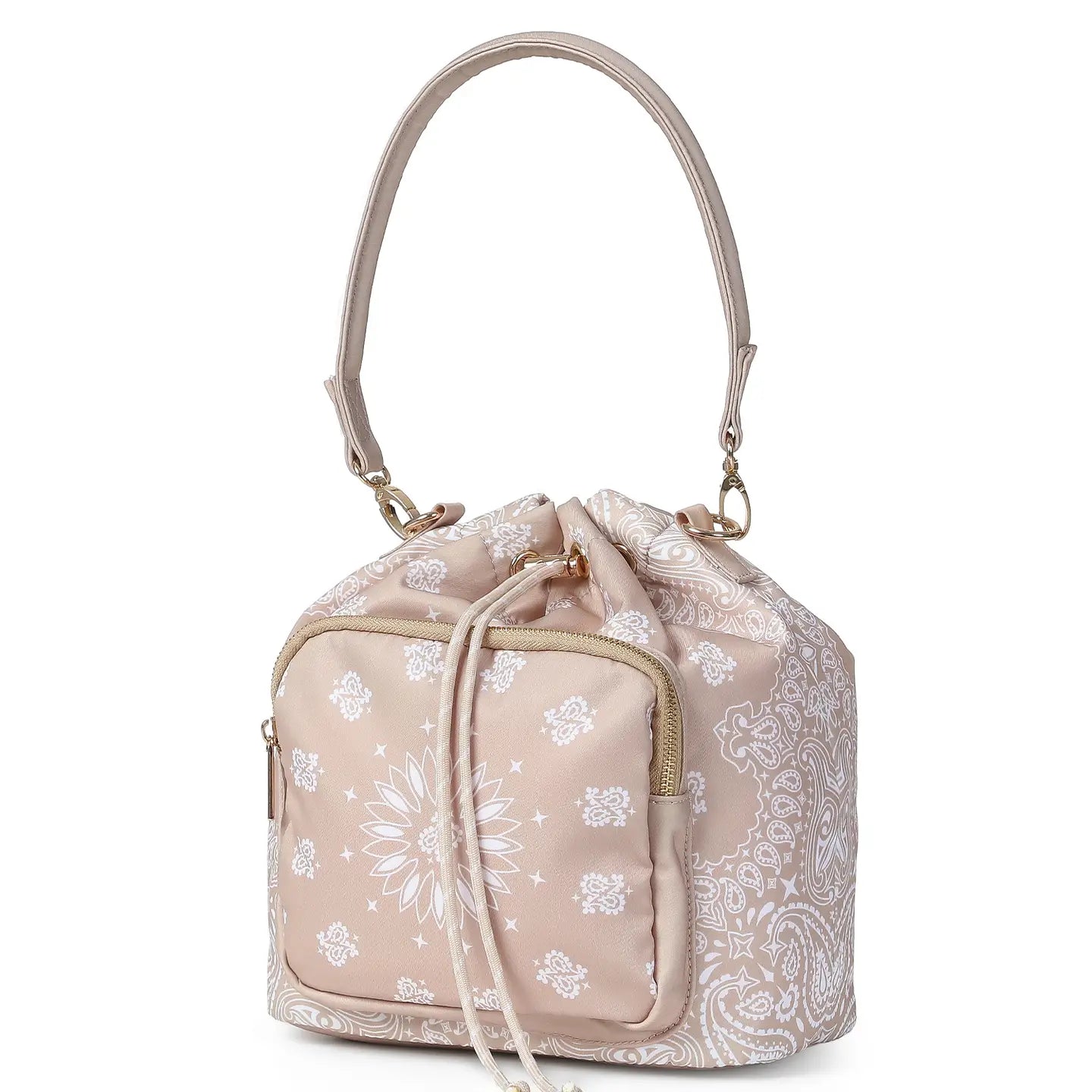 Nude Bandana Print Drawstring Shoulder Bag