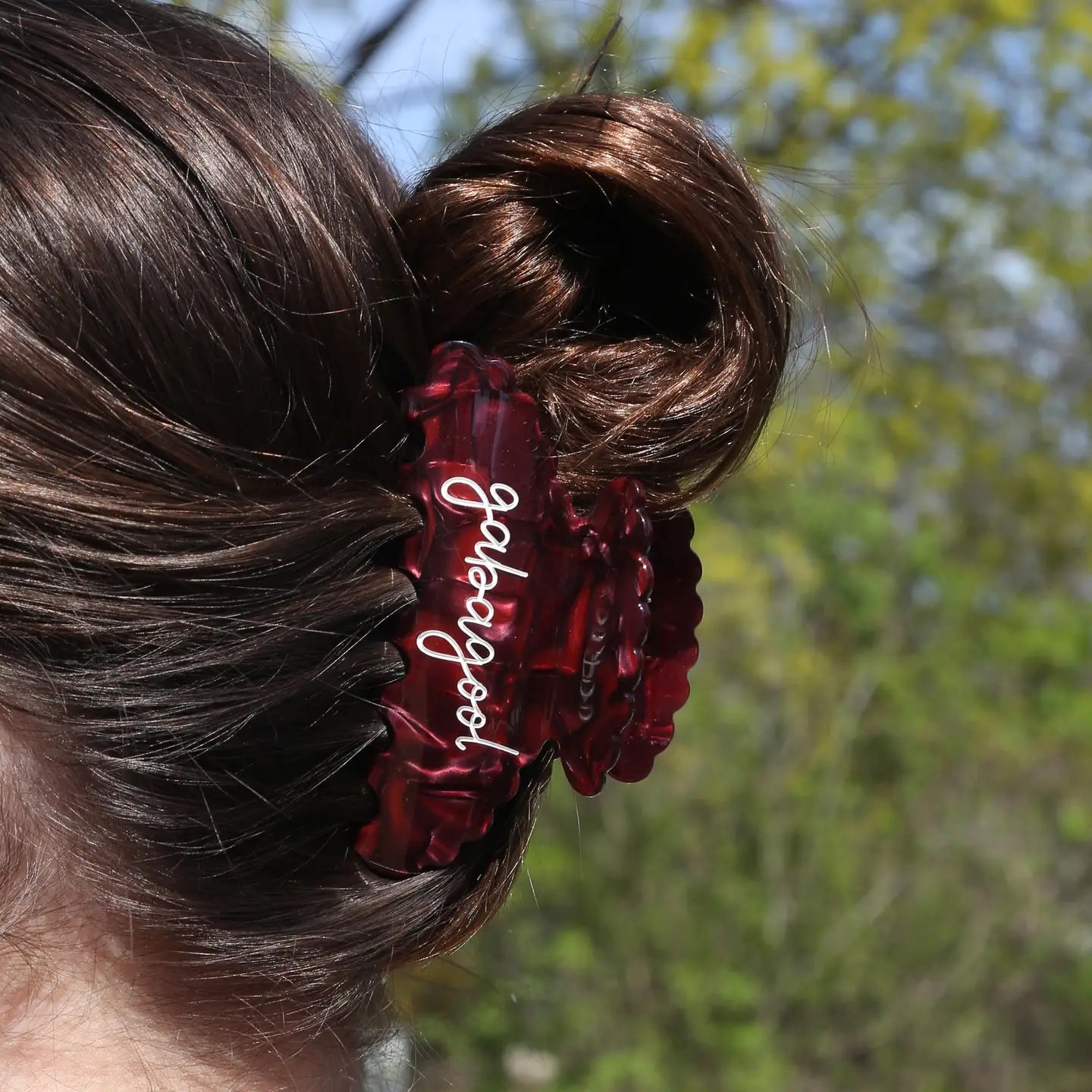 Glossy Statement Hair Claw Clip with Script Detail