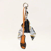 Scarf Tassel Keychain with Mini Sandal Charm