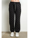 Rhinestone Heart Print Black Jogger Sweatpants
