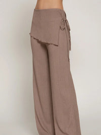 Nude Textured Wrap Detail Wide Leg Pants