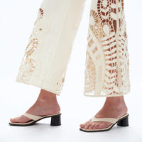 Ivory Lace Insert Flare Jeans