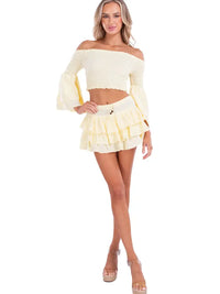 Butter Yellow Tiered Ruffle Mini Skirt