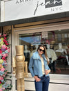Sky Blue Cashmere Blend With Natural Fur Collar Jacket