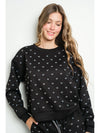 Crystal Heart Embellished Black Sweatshirt