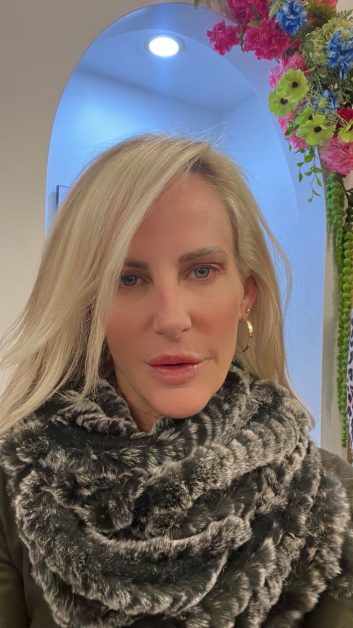 Charcoal Gray Rabbit Fur Infinity Scarf