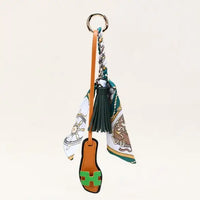 Scarf Tassel Keychain with Mini Sandal Charm